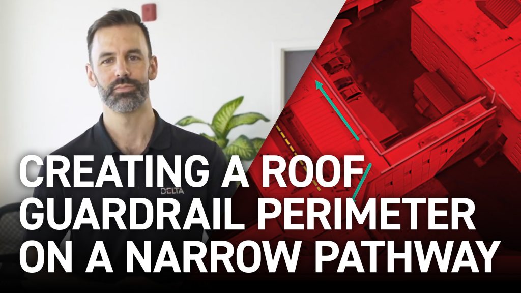 Creating a roof guardrail perimiter on a narrow pathway