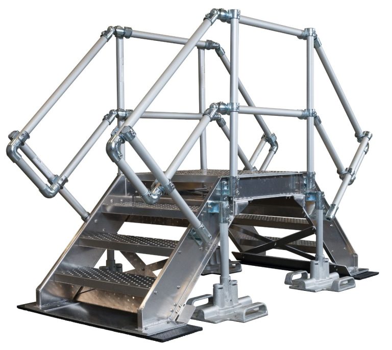 An aluminium crossover system used to walk over obstacle on rooftops