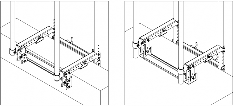 The versatile ladder access port stabilizer clamps on the parapet