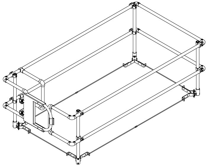 Technical drawing of a access hatch guardrail kit