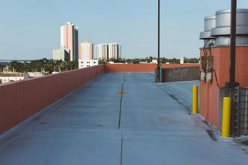 A roof where hierarchy of fall protection is applied